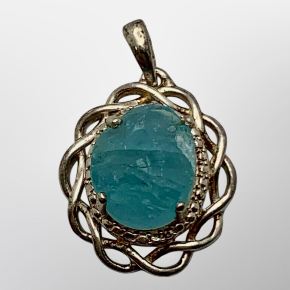 Chuck Clemency STI Raw Aquamarine Ornate 925 Sterling Silver Pendant